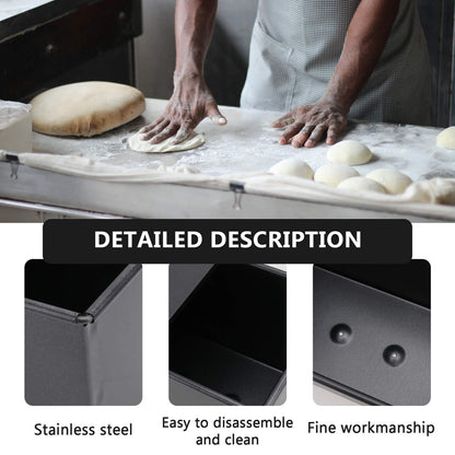 Luxshiny Pullman Baking Pan Bread Tin Loaf Pan With Lid Black Loaf Pan Non- Stick Loaf Pan Toast Bread Bakeware Bread Toast For Oven Baking 750g Pullman Baking Pan Bread Baking Tray - CookCave