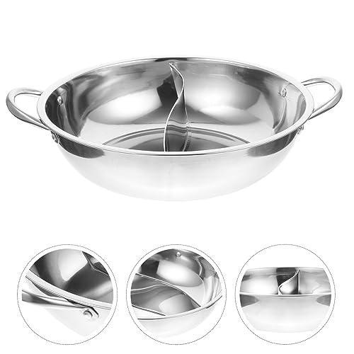 mandarin pot hot pot divided pan stainless steel sauce pan with lid fry pan with lid stainless steel fry pan korean cookware Stainless Steel Pot Household Cooking Utensil Suki - CookCave