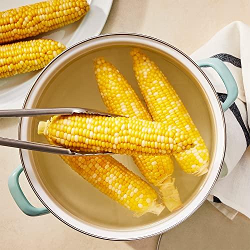 Martha Stewart Thayer 12-Quart Enamel On Steel Scratch Resistant Stock Pot w/Lid - Martha Blue - CookCave