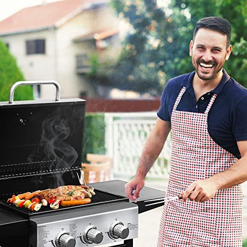 MASTER COOK 3 Burner BBQ Propane Gas Grill, Stainless Steel 30,000 BTU Patio Garden Barbecue Grill with Two Foldable Shelves - CookCave