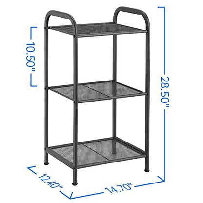 MAX Houser Storage Rack with Shelf,Industrial Style Extendable Plant Stand, Standing Shelf Units for Kitchen, Bathroom, Office,Living Room, Balcony, Kitchen (Charcoal Gray, 3 Tier) - CookCave