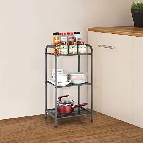 MAX Houser Storage Rack with Shelf,Industrial Style Extendable Plant Stand, Standing Shelf Units for Kitchen, Bathroom, Office,Living Room, Balcony, Kitchen (Charcoal Gray, 3 Tier) - CookCave