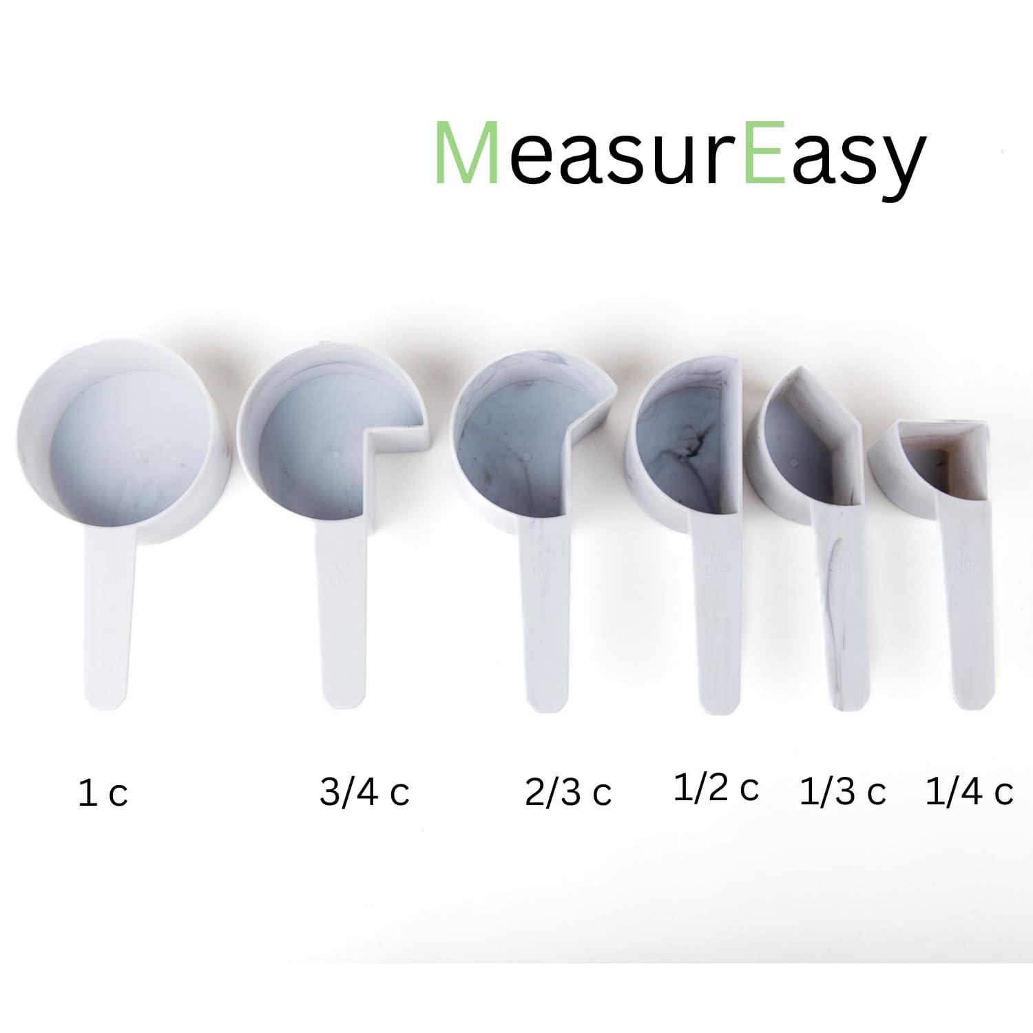 MeasurEasy Measuring Cups For Dry Or Wet Ingredients | Set of 6 | Plastic Measuring Cups | Nesting | Fun New Kitchen Gadget For Cooking and Baking | Modern and Trendy | Measuring Set | - CookCave