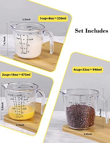 Measuring Cups Set, Liquid Measuring Cups For 3 For Kitchen - BPA Free Plastic Set with Spout Multiple Measurement Scales (Clear) - CookCave