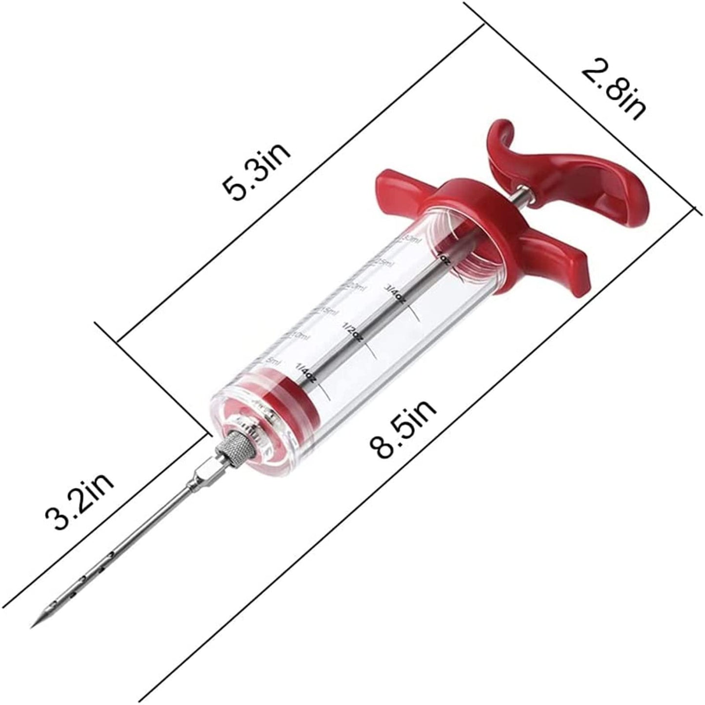 Meat Injector Syringe - 3 Marinade Injector Needles for BBQ Grill, Premium Portable Turkey Injector kit for Smoker,Marinades Injector for Meats With 1oz Large Capacity 1 Brush Easy to Use & Clean Red - CookCave