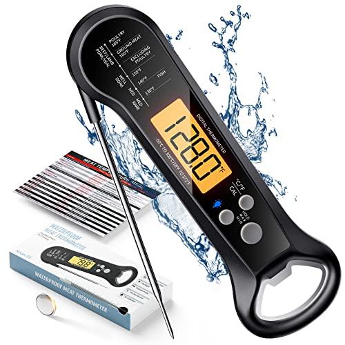 Meat Thermometer Digital, Waterproof Instant Read Meat Thermometers for Grilling and Cooking. Food Thermometer, Kitchen Gadgets, Accessories with Bottle Cap Opener for Kitchen, BBQ, Grill… - CookCave
