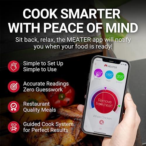 MEATER Plus: Long Range Wireless Smart Meat Thermometer with Bluetooth Booster | For BBQ, Oven, Grill, Kitchen, Smoker, Rotisserie | iOS & Android App - CookCave