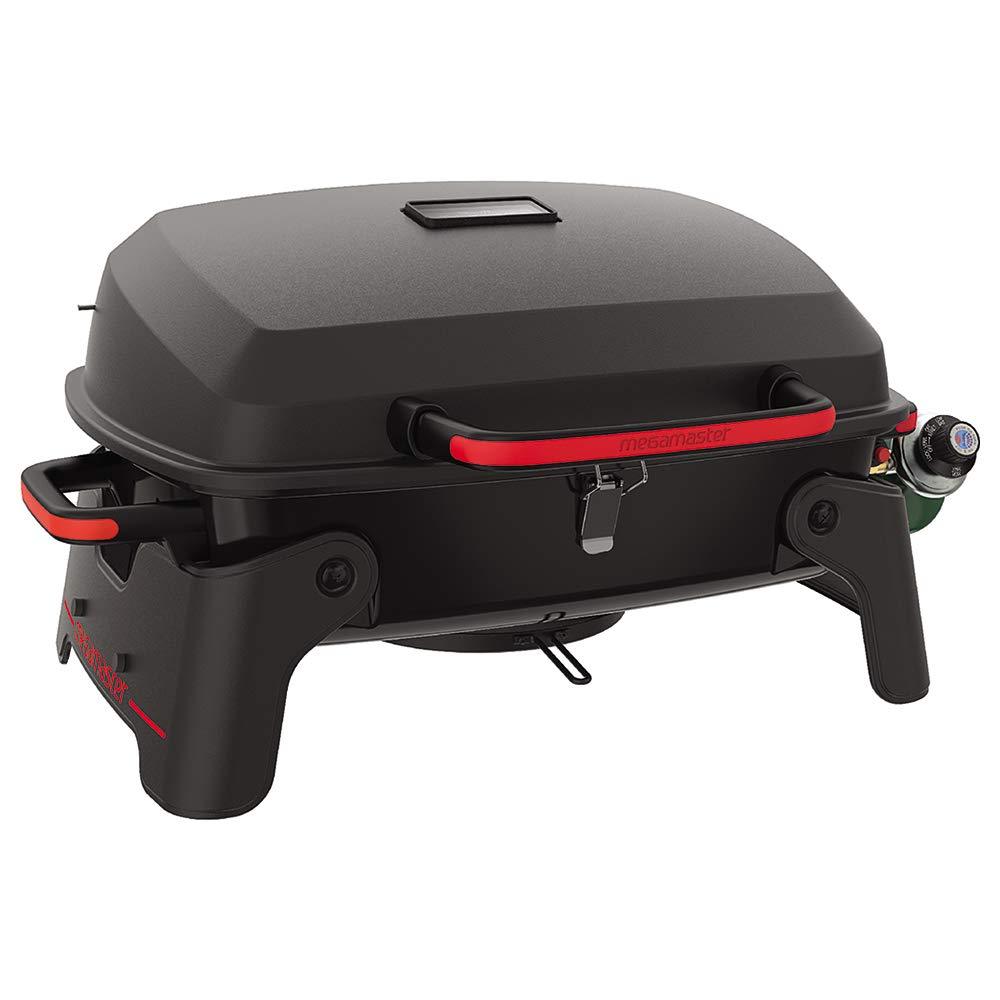 Megamaster 820-0065C 1 Burner Portable Gas Grill for Camping, Outdoor Cooking , Outdoor Kitchen, Patio, Garden, Barbecue with Two Foldable legs, Red + Black - CookCave