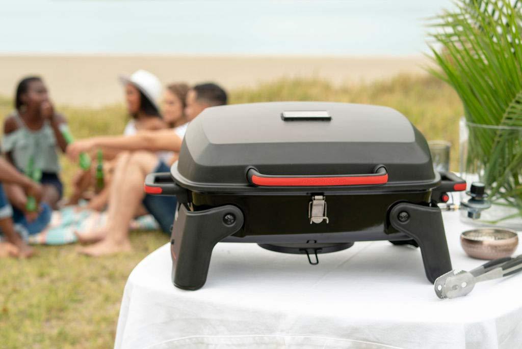 Megamaster 820-0065C 1 Burner Portable Gas Grill for Camping, Outdoor Cooking , Outdoor Kitchen, Patio, Garden, Barbecue with Two Foldable legs, Red + Black - CookCave