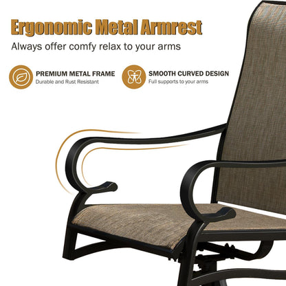 MEOOEM 7 Piece Outdoor Patio Dining Set, 6 High Back Outdoor Swivel Rocker Chairs with Metal Rectangular Table with 1.57" Umbrella Hole - CookCave