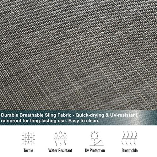 MFSTUDIO 2 Pieces Patio Sling Dining Swivel Chairs with Steel Metal Frame,Bistro Backyard Rocker Chairs Weather Resistant Garden Outdoor Furniture, Ash-ish Brown Fabric and Black Frame - CookCave