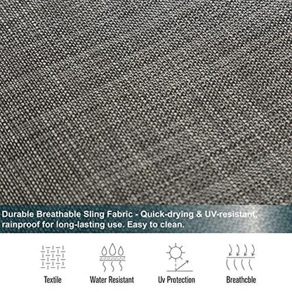 MFSTUDIO 2 Pieces Patio Sling Dining Swivel Chairs with Steel Metal Frame,Bistro Backyard Rocker Chairs Weather Resistant Garden Outdoor Furniture, Ash-ish Brown Fabric and Black Frame - CookCave