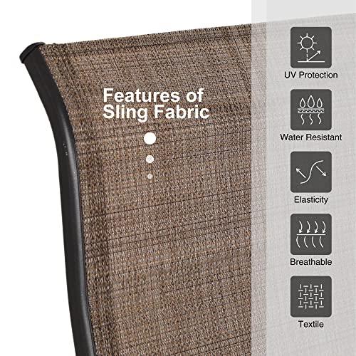 MFSTUDIO Outdoor Bar Stool, Patio Counter Height Sling Fabric Bar Chairs Set of 2, All-Weather Resistant, Brown - CookCave