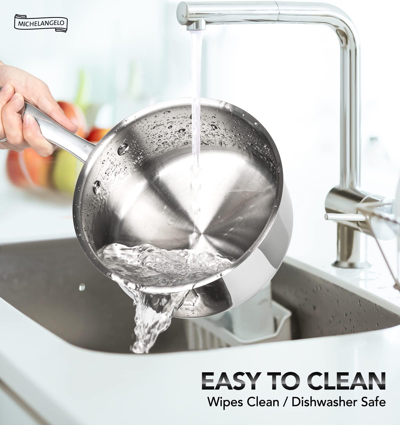 MICHELANGELO 2 Piece Stainless Steel Saucepan Set - 1Qt & 2Qt, Premium German Technology Sauce Pans, Induction Compatible 18/10 Stainless Steel - CookCave