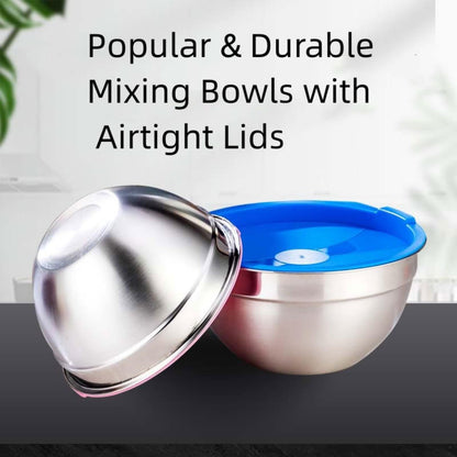 Mixing Bowls with Airtight Lids, 23PCS Large Stainless Steel Mixing Bowl Set & 400ML Measuring Cups & Baking Tools, Kitchen Utensils Metal Nesting Bowl 7/6/4.5/3.5/2.5QT for Prepping Cooking Serving - CookCave