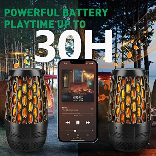 MOFOKEAY Outdoor Bluetooth Speakers- 2 Pack Wireless Torch Atmosphere Waterproof Speakers with Stake & Hook, Sync Up to 100 Speakers, BT 5.3 Portable Speaker for Patio Camp Party, Gifts for Men Women - CookCave