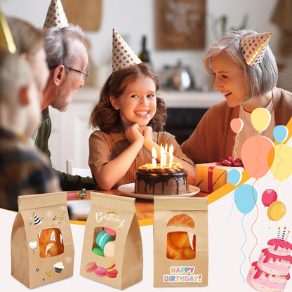 Moretoes 100pcs Small Bakery Bags with Window, Cookie Bags Coffee Bags Kraft Paper Bags, Tin Tie Tab Lock Bags Brown Window Bags (3.5 x 2.36 x 6.7 Inches) - CookCave