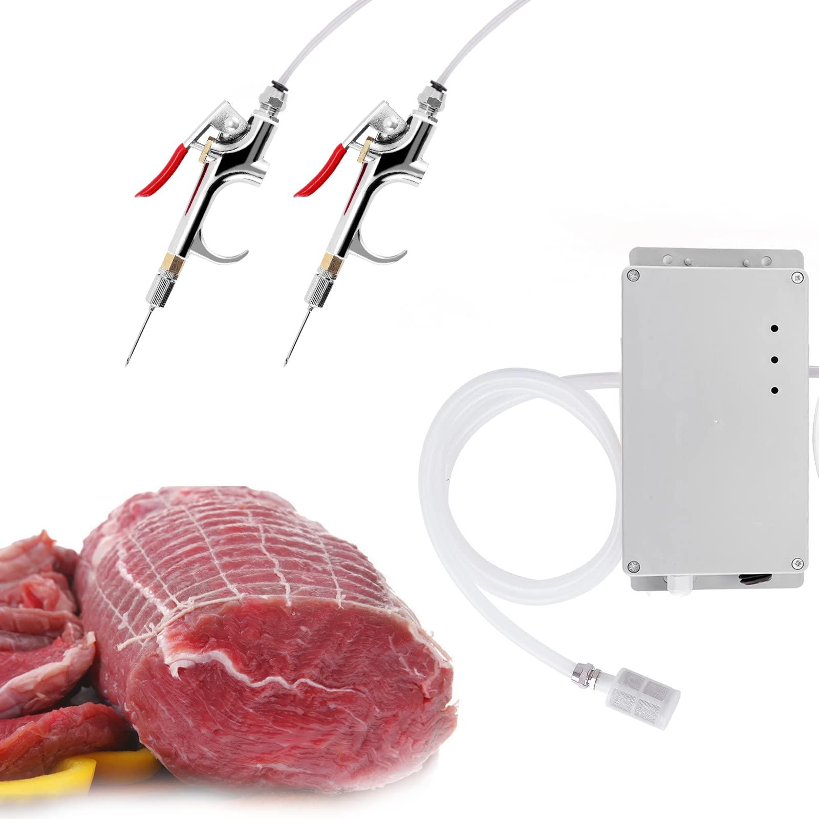 MXBAOHENG Meat Injector Gun Pump with Hose, Stainless Steel Electric Marinade Injector 70W Meat Syringe Double Gun with 10 Needles for Roast Turkey, Pork, Beef (Double Gun) - CookCave