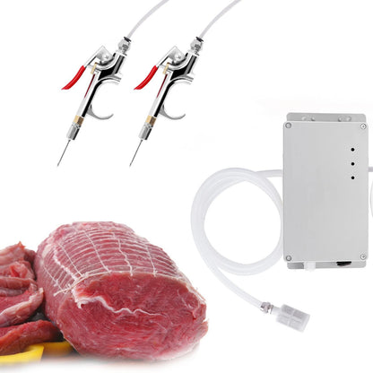 MXBAOHENG Meat Injector Gun Pump with Hose, Stainless Steel Electric Marinade Injector 70W Meat Syringe Double Gun with 10 Needles for Roast Turkey, Pork, Beef (Double Gun) - CookCave