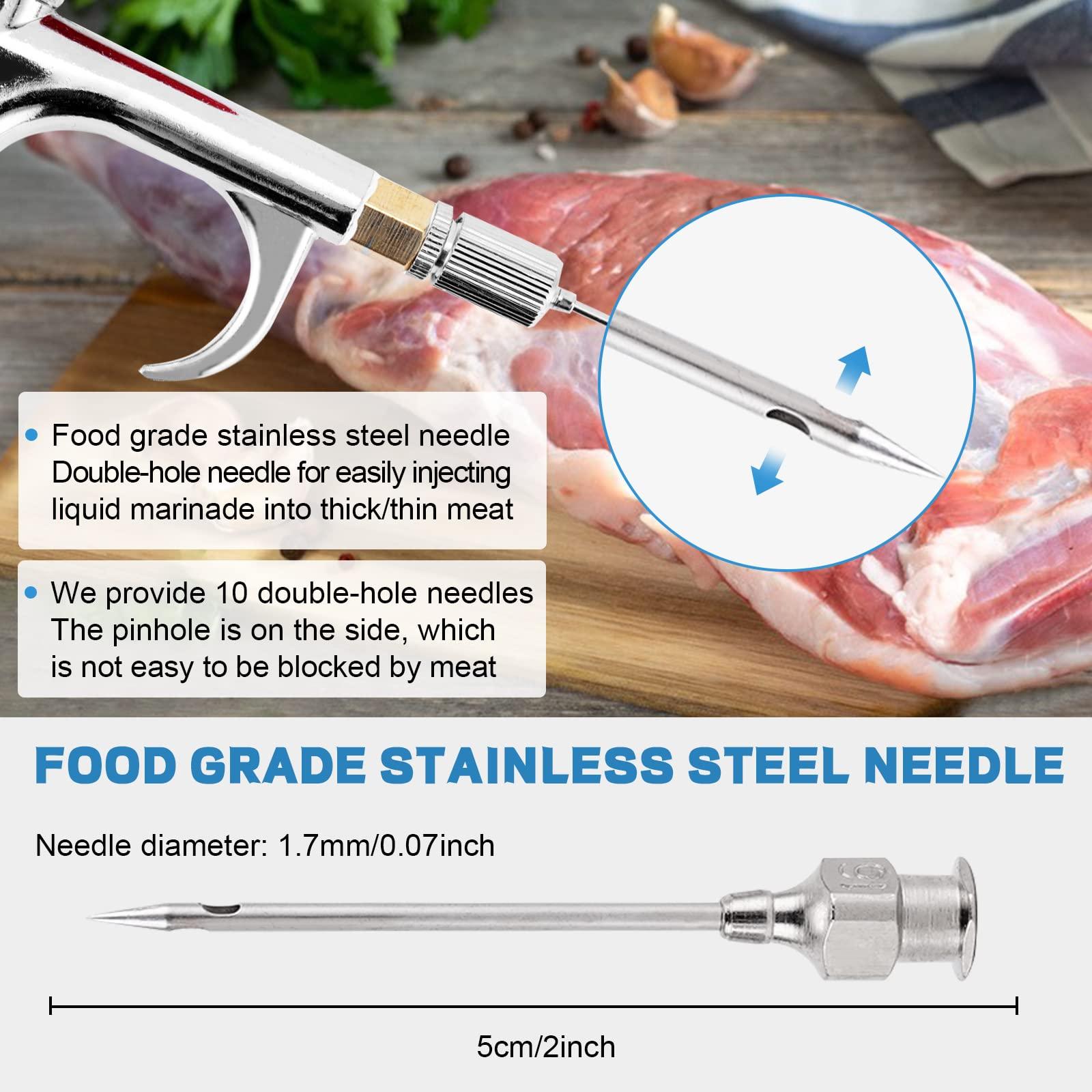 MXBAOHENG Meat Injector Gun Pump with Hose, Stainless Steel Electric Marinade Injector 70W Meat Syringe Double Gun with 10 Needles for Roast Turkey, Pork, Beef (Double Gun) - CookCave