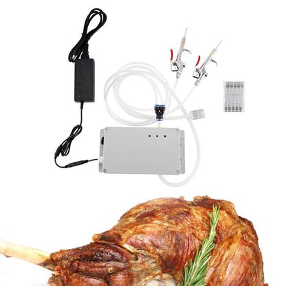 MXBAOHENG Meat Injector Gun Pump with Hose, Stainless Steel Electric Marinade Injector 70W Meat Syringe Double Gun with 10 Needles for Roast Turkey, Pork, Beef (Double Gun) - CookCave