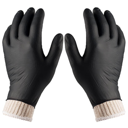 Nechtik BBQ Gloves disposable - 4 Cotton Glove Liners and 100 Disposable Gloves - Machine Washable Cotton Liners - Powder Free, Latex Free Black Nitrile Gloves (100, XL) - CookCave