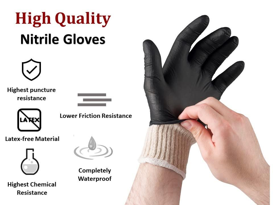 Nechtik BBQ Gloves disposable - 4 Cotton Glove Liners and 100 Disposable Gloves - Machine Washable Cotton Liners - Powder Free, Latex Free Black Nitrile Gloves (100, XL) - CookCave