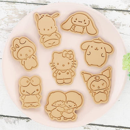 New Cartoon Cookie Cutter Set -8 Piece - Stamped Embossed Molds for Cake Kids Birthday Party（A Size） - CookCave