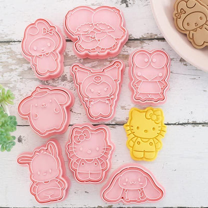 New Cartoon Cookie Cutter Set -8 Piece - Stamped Embossed Molds for Cake Kids Birthday Party（A Size） - CookCave