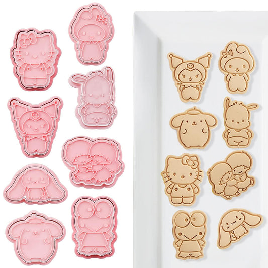 New Cartoon Cookie Cutter Set -8 Piece - Stamped Embossed Molds for Cake Kids Birthday Party（A Size） - CookCave