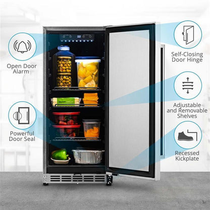 NewAir 15" Commerical Beverage Refrigerator | Weatherproof Stainless Steel Fridge | Built-In or Freestanding Outdoor Patio Fridge For Beer, Wine, Food NCR032SS00 - CookCave