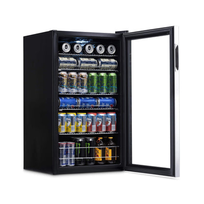 NewAir Beverage Refrigerator Cooler | 126 Cans Free Standing with Right Hinge Glass Door | Mini Fridge Beverage Organizer Perfect For Beer, Wine, Soda, And Cooler Drinks - CookCave