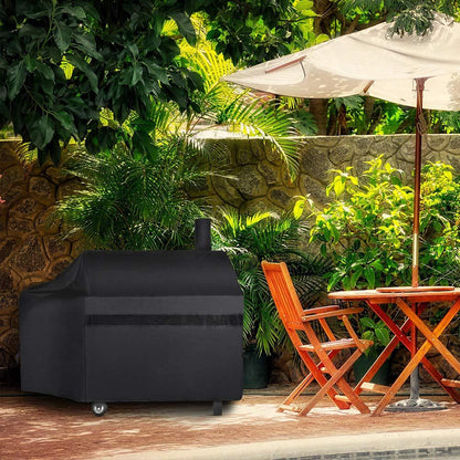 NEXCOVER Offset Smoker Cover - 60 Inch Waterproof Charcoal Grill Cover, Outdoor Heavy Duty BBQ Cover, Rip Resistant Smokestack Barbecue Cover for Brinkmann Char-Broil Weber Nexgrill, Black. - CookCave