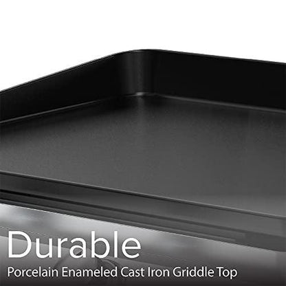 Nexgrill Outdoor Cooking 2 Burner Propane Griddle Grill, 21.65" x 15" 323sq.in Portable Gas Griddle grill, Flat Top for Camping, Patio, Cart with Wheel, Side Shelves with Hooks, Black and Silver - CookCave