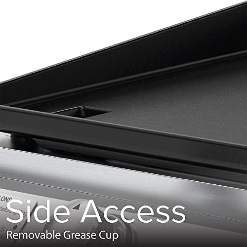 Nexgrill Outdoor Cooking 2 Burner Propane Griddle Grill, 21.65" x 15" 323sq.in Portable Gas Griddle grill, Flat Top for Camping, Patio, Cart with Wheel, Side Shelves with Hooks, Black and Silver - CookCave