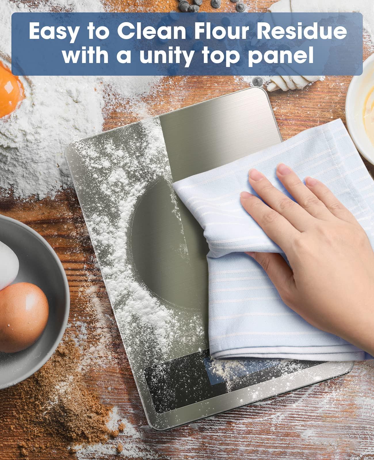 Nicewell Food Scale, 22lb Digital Kitchen Scale Weight Grams and oz for Cooking Baking, 1g/0.1oz Precise Graduation, Stainless Steel and Tempered Glass (Ash Silver) - CookCave