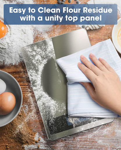 Nicewell Food Scale, 22lb Digital Kitchen Scale Weight Grams and oz for Cooking Baking, 1g/0.1oz Precise Graduation, Stainless Steel and Tempered Glass (Ash Silver) - CookCave