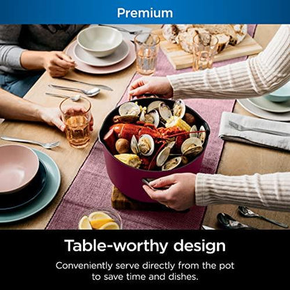 Ninja CW202RD Foodi NeverStick PossiblePot, Premium Set with 7-Quart Capacity Pot, Roasting Rack, Glass Lid & Integrated Spoon, Nonstick, Durable & Oven Safe to 500°F, Cherry Tart - CookCave