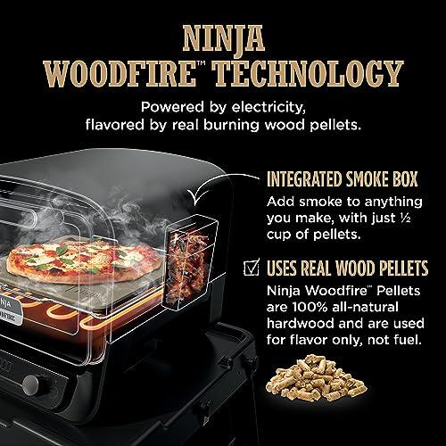 Ninja Woodfire Pizza Oven, 8-in-1 outdoor oven, 5 Pizza Settings, Ninja Woodfire Technology, 700°F high heat, BBQ smoker, wood pellets, pizza stone, electric heat, portable, terracotta red, OO101 - CookCave