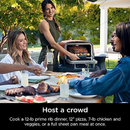 Ninja Woodfire Pizza Oven, 8-in-1 outdoor oven, 5 Pizza Settings, Ninja Woodfire Technology, 700°F high heat, BBQ smoker, wood pellets, pizza stone, electric heat, portable, terracotta red, OO101 - CookCave