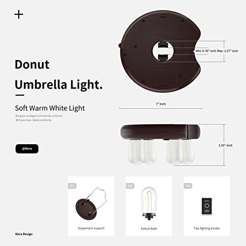 Nora·Gift Patio Umbrella Light with LED Edison Bulbs, Battery Operation Cordless-Outdoor Umbrella Pole Lights with 2 Lighting Modes for Garden，Patio, Backyard, Camping or BBQ - Brown(1 Pack) - CookCave