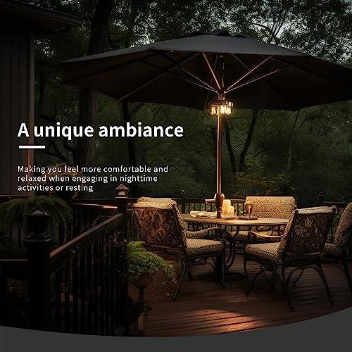 Nora·Gift Patio Umbrella Light with LED Edison Bulbs, Battery Operation Cordless-Outdoor Umbrella Pole Lights with 2 Lighting Modes for Garden，Patio, Backyard, Camping or BBQ - Brown(1 Pack) - CookCave