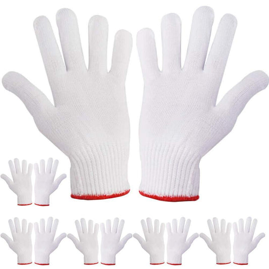 NRDBEEEC Hand Working Gloves Safety Grip Protection Work Gloves Men Women BBQ Thick Cotton (Pack of 6 Pairs) - CookCave