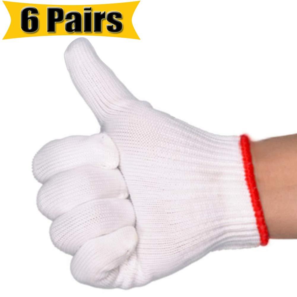 NRDBEEEC Hand Working Gloves Safety Grip Protection Work Gloves Men Women BBQ Thick Cotton (Pack of 6 Pairs) - CookCave