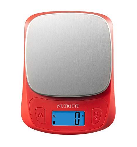 NUTRI FIT Ultra Slim Food Scale Digital Kitchen 1g Increment Measure in lb oz ml High Precision Weight in Grams and oz for Coffee Making, Meal Prep - Red/Stainless Steel - CookCave