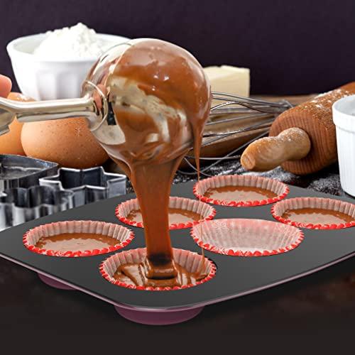 NutriChef 8-Piece Nonstick Stackable Bakeware Set - PFOA, PFOS, PTFE Free Baking Tray Set w/Non-Stick Coating, 450°F Oven Safe, Round Cake, Loaf, Muffin, Wide/Square Pans, Cookie Sheet (Plum) - CookCave