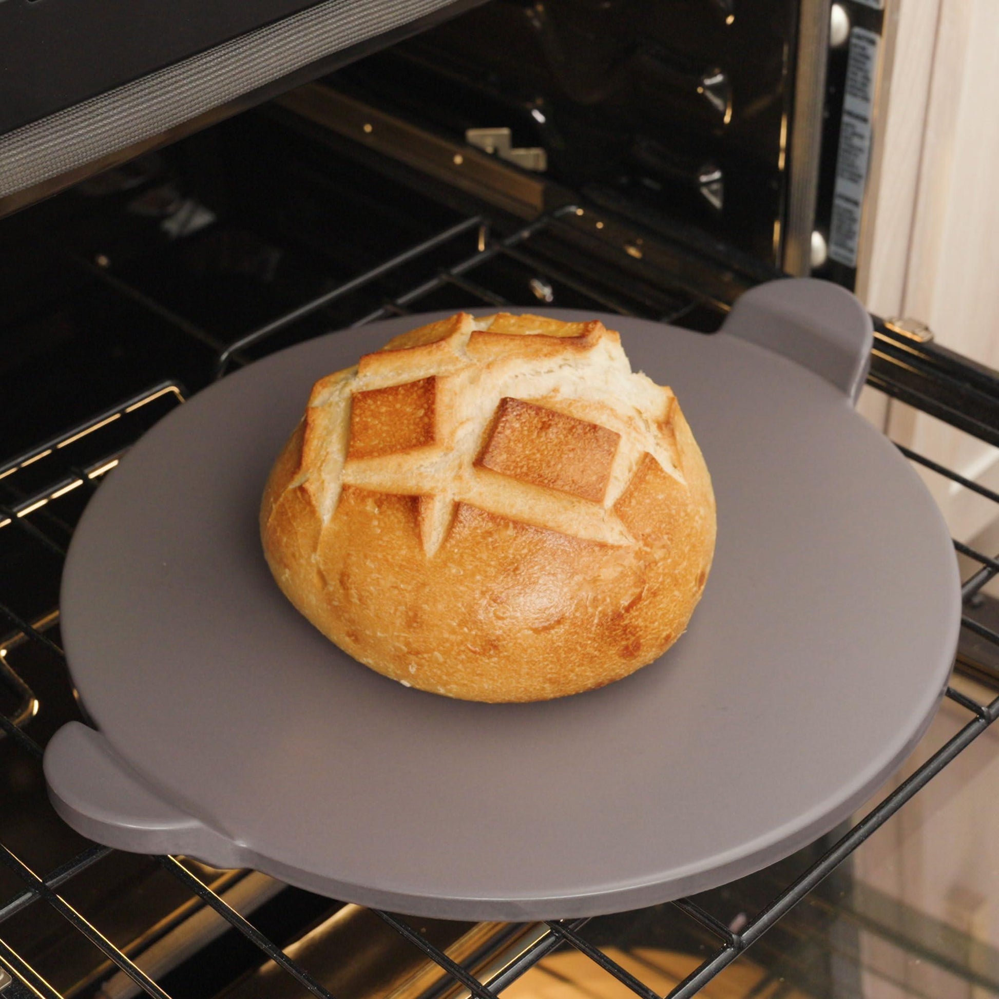 Old Stone Pizza Kitchen Glazed Round Pizza Stone with Handles for Oven and Grill, 13 inch - CookCave