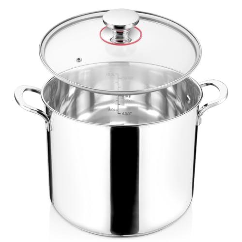 Onader 12 Quart Stock Pot 18/10 Stainless Steel Cooking Pot with Lid Large Soup Pot - CookCave