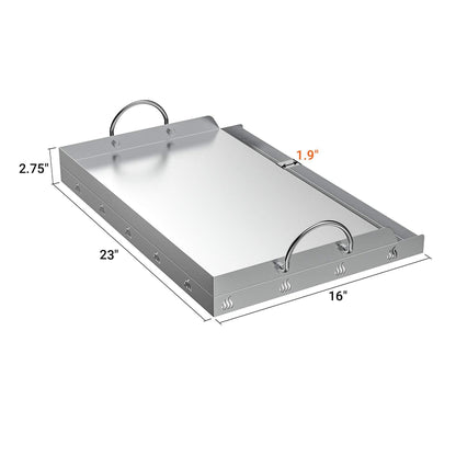 onlyfire Universal Stainless Steel Rectangular Griddle for Gas BBQ Grills, 23" x 16" - CookCave