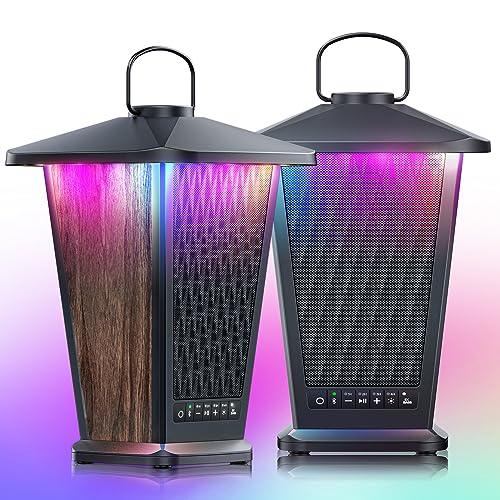 Outdoor Bluetooth Speaker Waterproof, 80W True Wireless Stereo Sound with Punchy Bass, Multi-Connect up to 100 Speakers, 4 Adjustable Modes Beat-Driven Lights, Party/Patio/Pool Side/Porch, 2 Pack - CookCave